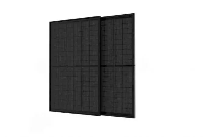 Talesun 415W Half-Cut Mono PERC Bifacial Solar Module – Black Frame, Transparent Backsheet.